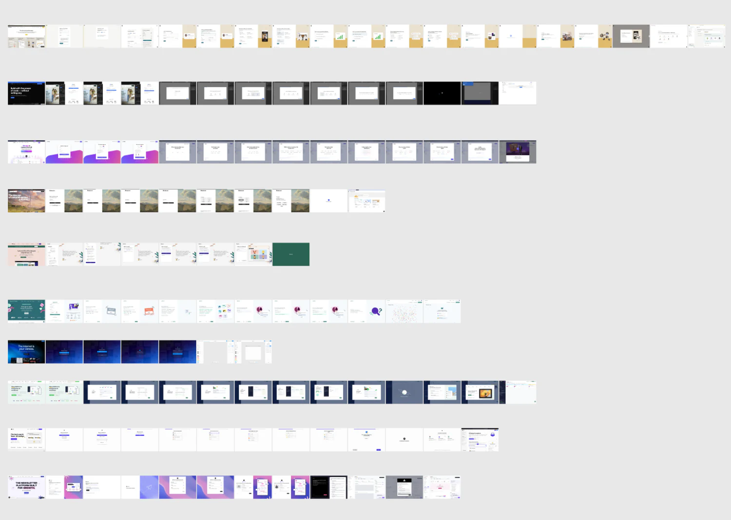 Collage of competitor onboarding flows reviewed during research
