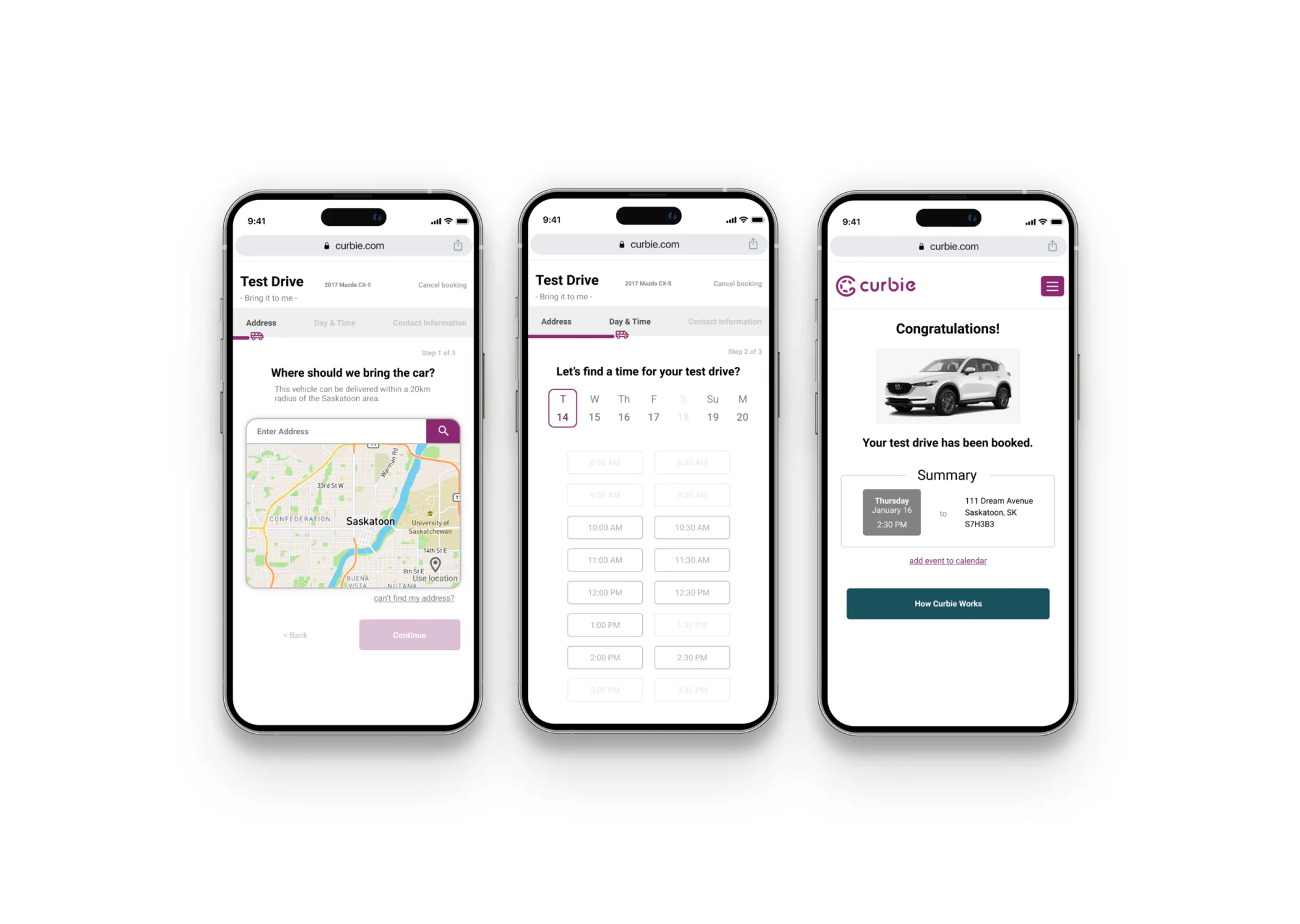 Test drive booking flow on mobile